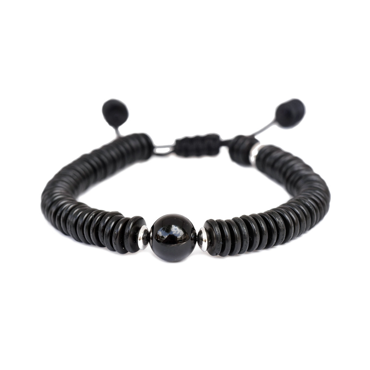 PULSERA MADERA, ÓNIX Y HEMATITA
