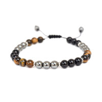 PULSERA TRIOS DE HEMATITA, ÓNIX Y OJO DE TIGRE