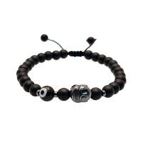PULSERA BUDA CON ÓNIX MATE, HEMATITA Y MURANO