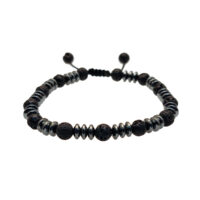 PULSERA PIEDRA VOLCÁNICA Y RONDEL HEMATITA