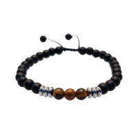 PULSERA ÓNIX MATE, OJO DE TIGRE Y HEMATITA