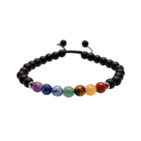 PULSERA ÓNIX MATE CON CHAKRAS DE PIEDRA Y HEMATITA