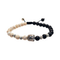 PULSERA YING YANG BUDA CON HOWLITA Y PIEDRA VOLCÁNICA