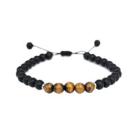 PULSERA ÓNIX MATE, OJO DE TIGRE Y HEMATITA