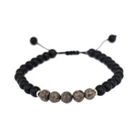 PULSERA ÓNIX MATE Y JASPE GRIS CON HEMATITA