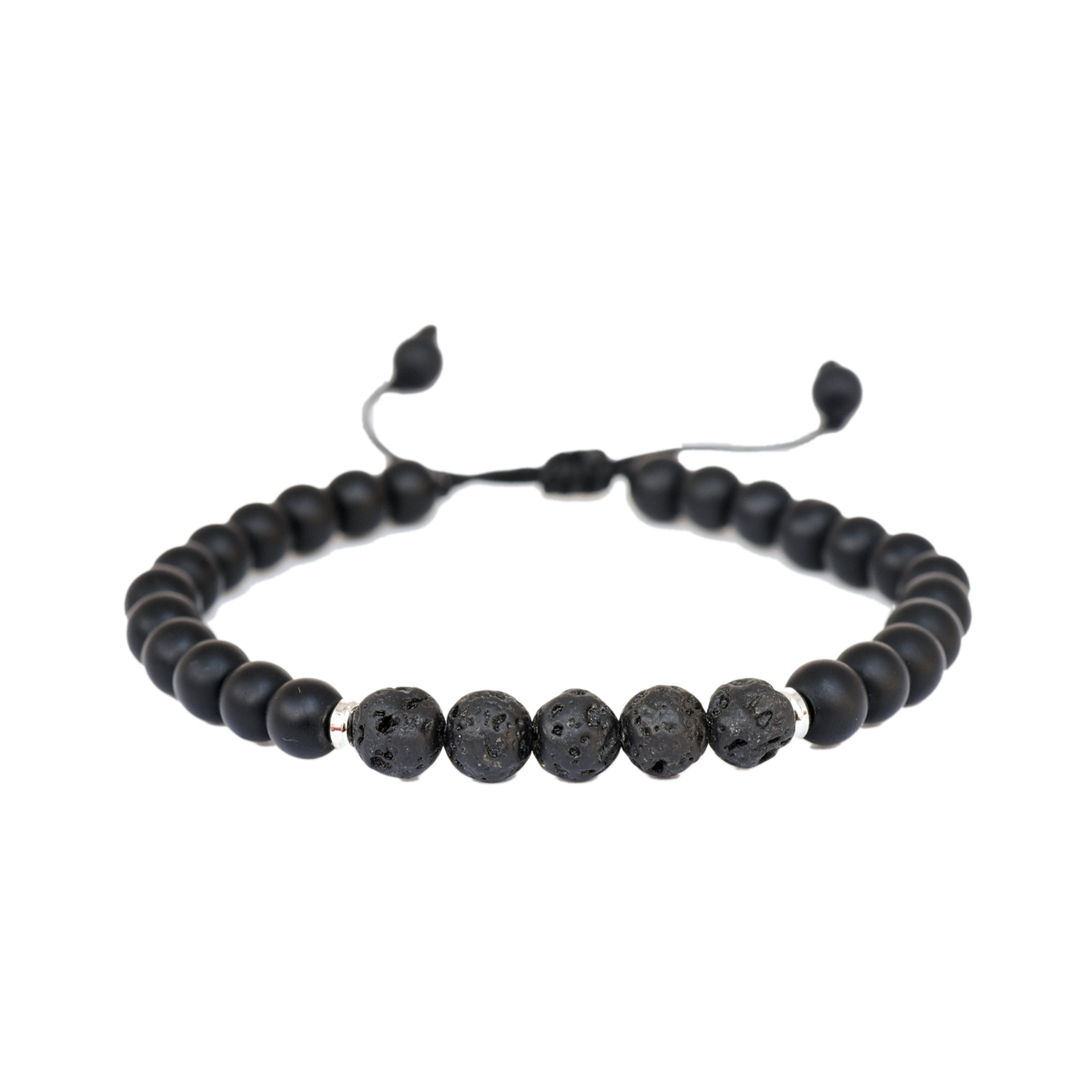 PULSERA ÓNIX MATE, PIEDRA VOLCÁNICA Y HEMATITA