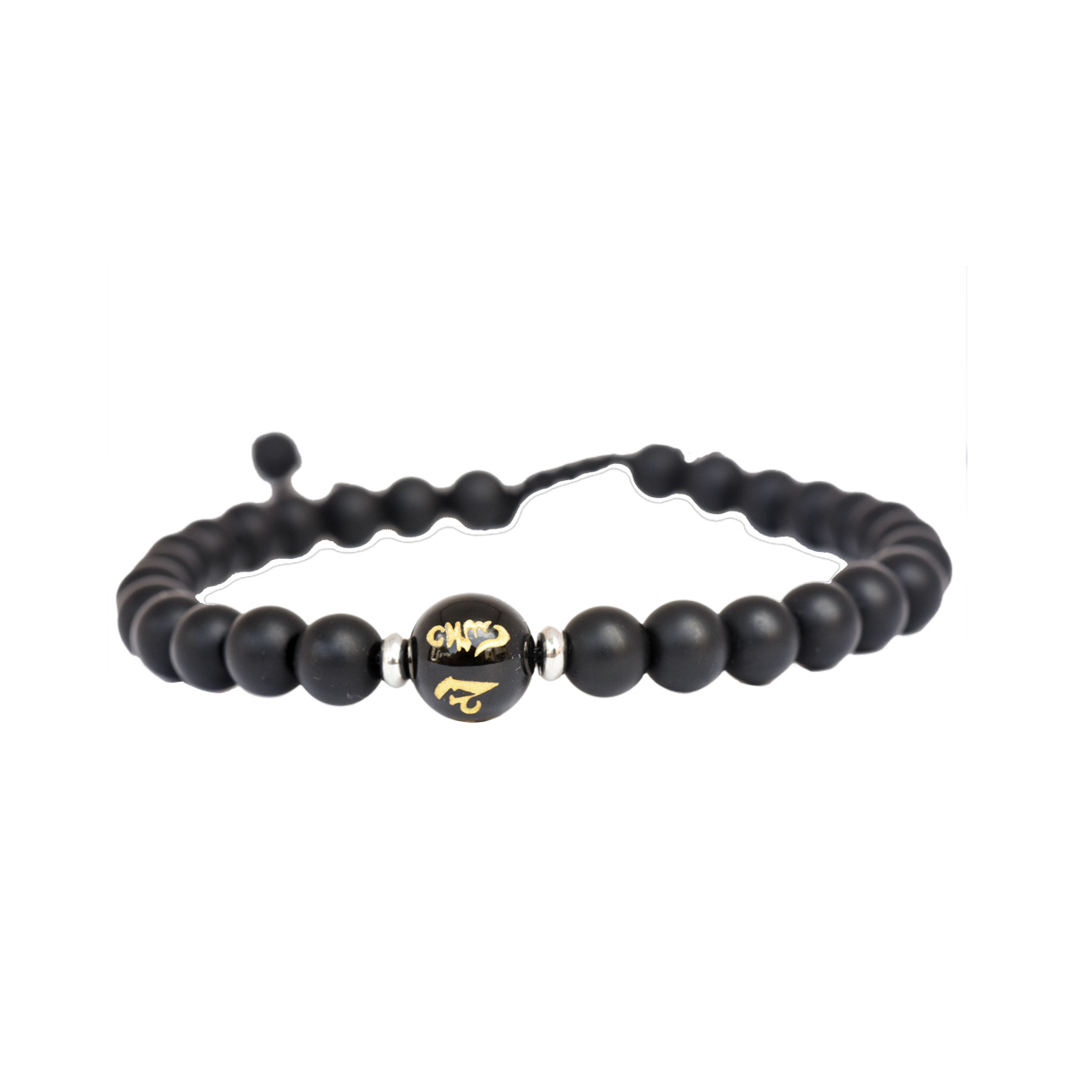 PULSERA ÓNIX MATE CON DIJE ÓNIX MANTRA OM