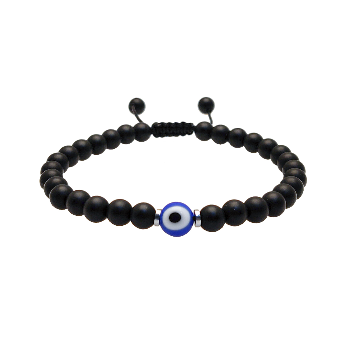 PULSERA ÓNIX MATE CON OJO TURCO AZUL