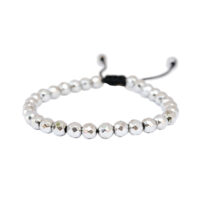 PULSERA HEMATITA PLATA 6MM FACETADA