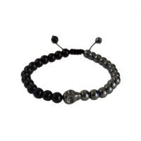 PULSERA CALAVERA HEMATITA OXFORD CON ÓNIX