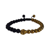 PULSERA CALAVERA HEMATITA DORADA Y ÓNIX