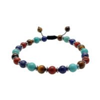 PULSERA OJO DE TIGRE, TURQUESA, JASPE, LAPISLAZULI Y HEMATITA