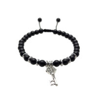 PULSERA ÓNIX MATE, HEMATITA Y DIJE LLAVE SAN BENITO