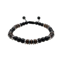 PULSERA DE ÓNIX MATE, MADERA Y HEMATITA