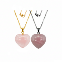 COLLAR DIJE CORAZÓN CUARZO ROSA