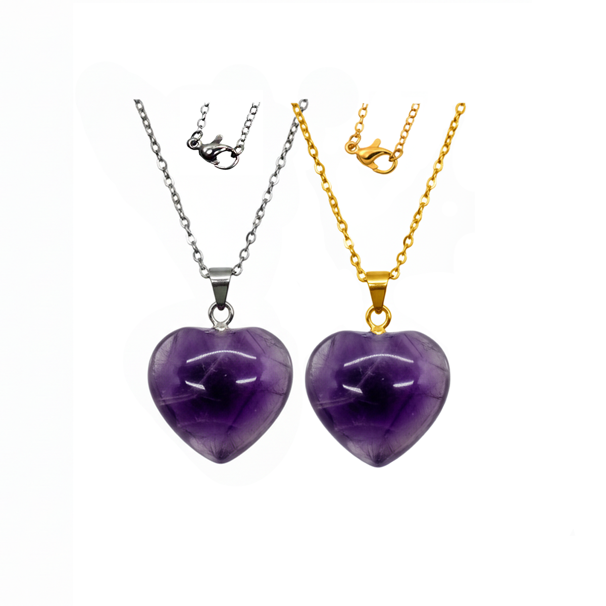 COLLAR DIJE CORAZÓN AMATISTA