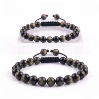 PULSERA OBSIDIANA DORADA