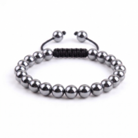 PULSERA HEMATITA PLATA 8MM