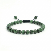 PULSERA ZOISITA CON RUBÍ 6MM