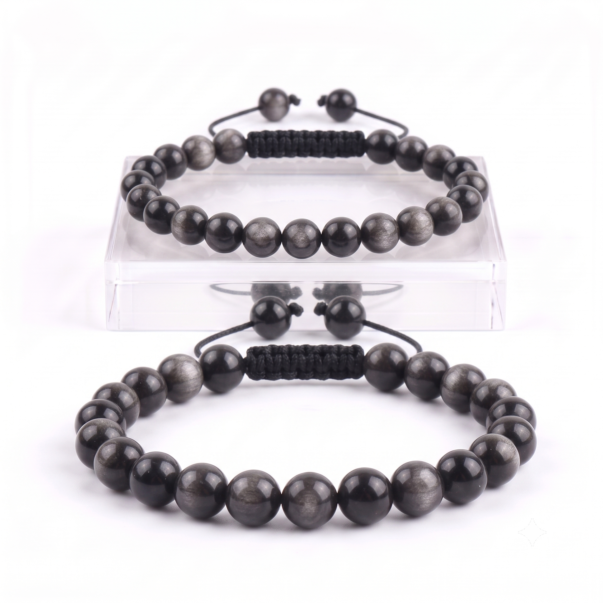 PULSERA OBSIDIANA PLATEADA