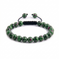 PULSERA ZOISITA CON RUBÍ 8MM