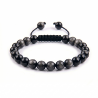 PULSERA OBSIDIANA PLATEADA 8MM